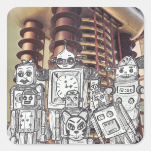 Robot Holiday 8 Square Sticker