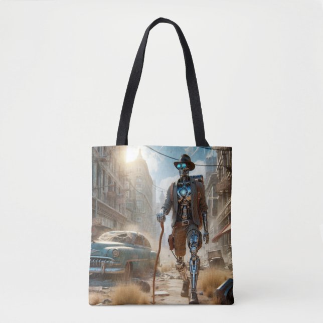 Robot in Ghost Town Tote Bag (Front)