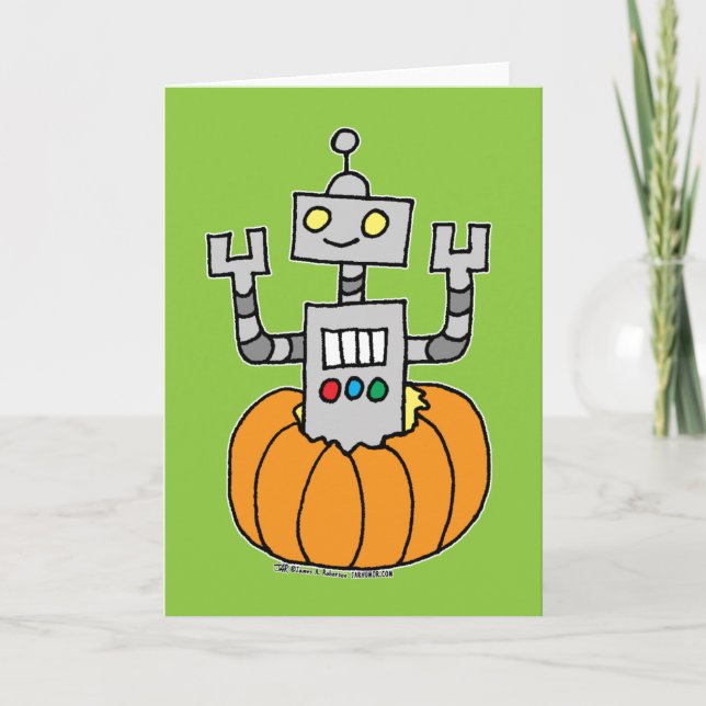 Robot in Pumpkin Card (Front)