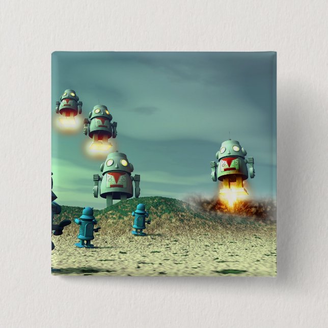 Robot Invasion From Above V2 Button (Front)