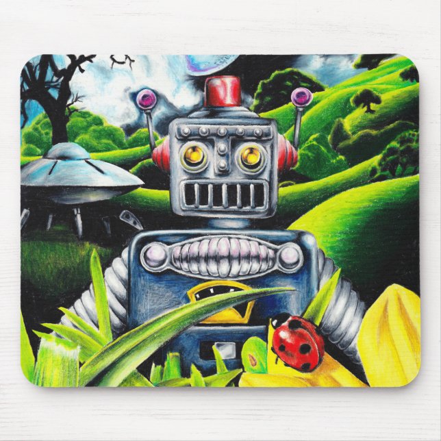 Robot Invasion - Science Fiction Artwork Mouse Pad (Front)