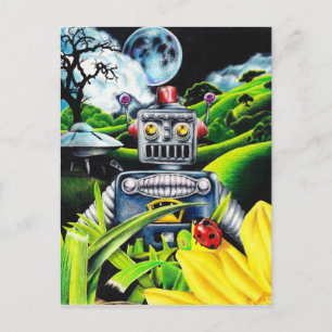 Robot Invasion - Science Fiction Artwork Postcard