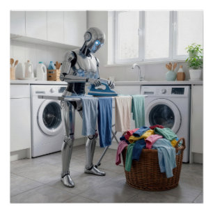 Robot Ironing Clothes Poster