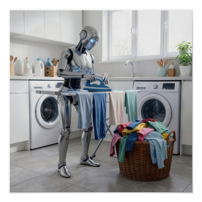 Robot Ironing Clothes Poster (Front)