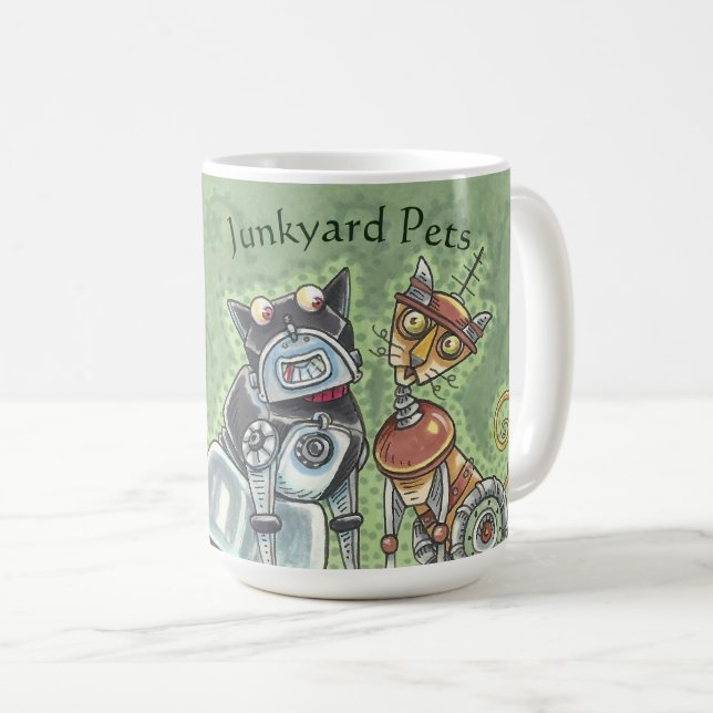 Robot Junkyard Cat And Dog CLASSIC MUG *Customise (Front Right)