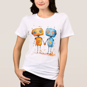 Robot Love Clipart Sublimation Tri-Blend Shirt