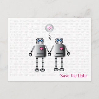 Robot Love Save the Date Announcement Postcard