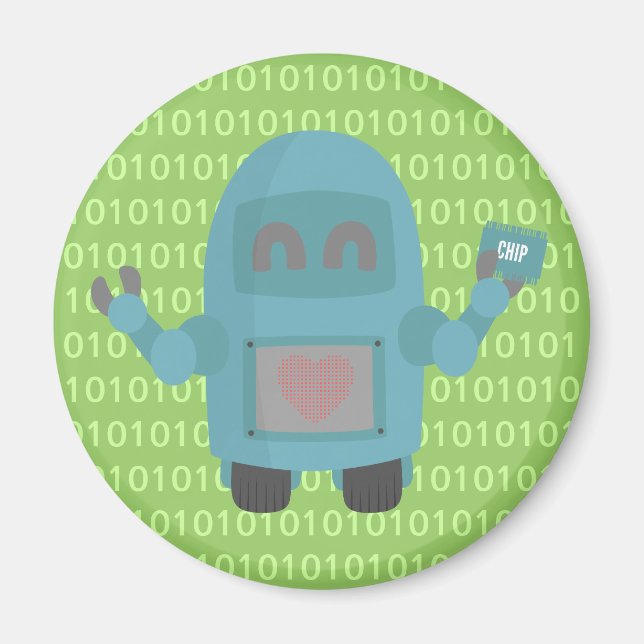 Robot Loves Computer Chips Magnet (Front)