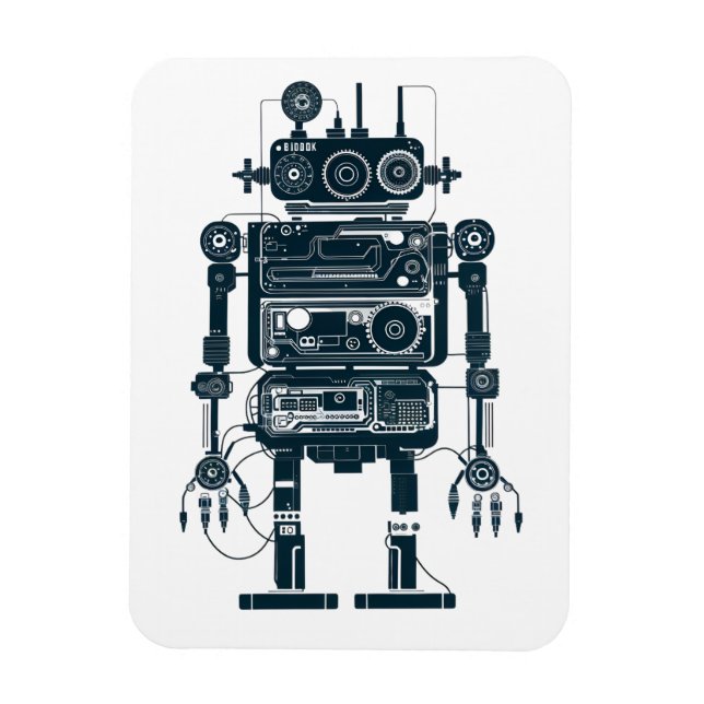 Robot Made of Retro Analogue Equipment  Magnet (Vertical)