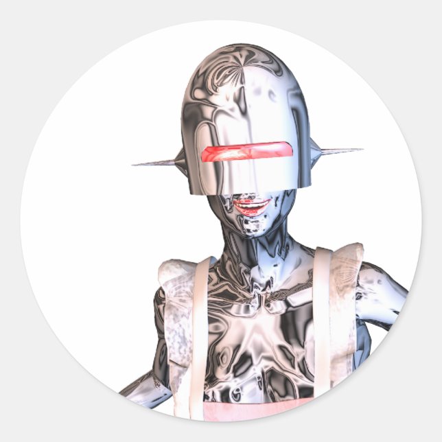 robot maid classic round sticker (Front)