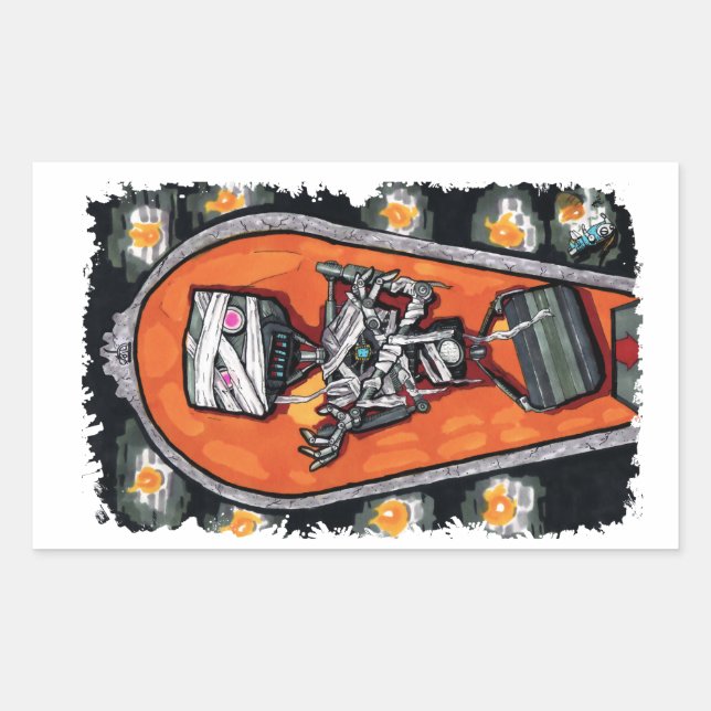 Robot mummy horror monster rectangular sticker (Front)