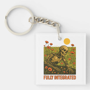 Robot Nature Flowers Blossom Field Key Ring