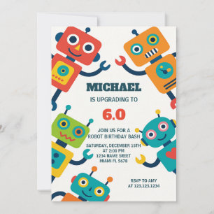 Robot Party Invitation for Kids