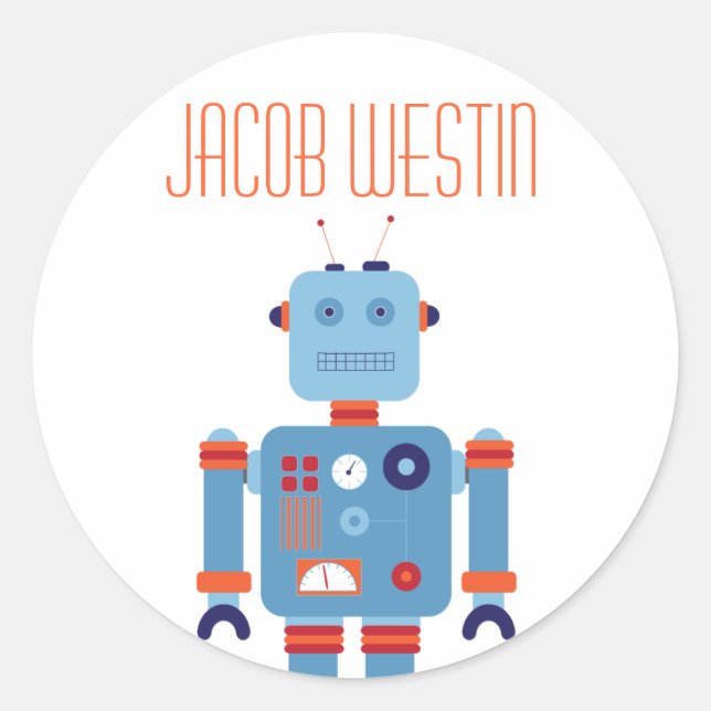 Robot Party Sticker Label (Front)