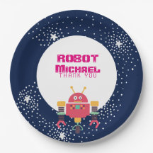 ROBOT Party Supplies Blue Pink Stars Nuts n Bolts