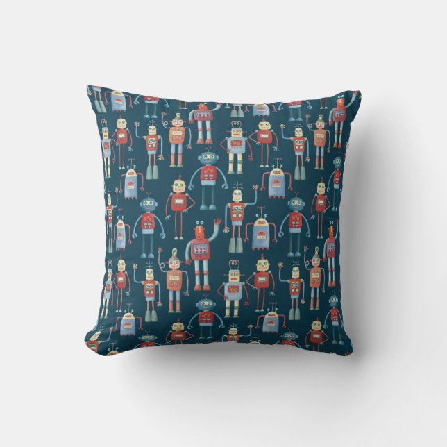 Robot Pattern Dark Cushion (Front)