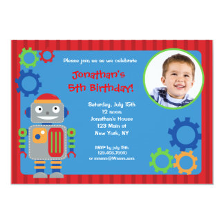 robot birthday invitations