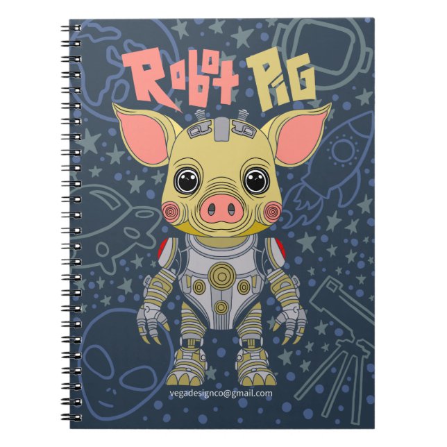 Robot Pig Spiral Photo Notebook (Front)