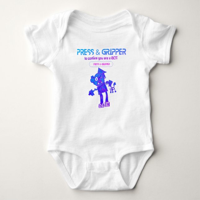 Robot Press & Gripper Baby Bodysuit (Front)