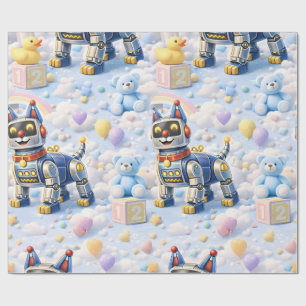Robot puppy and pink Ted Wrapping Paper