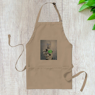 Robot Pushing Power Button Sci-Fi Apron