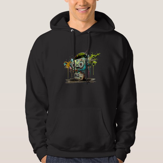 Robot Radio Head Splatter Hoodie (Front)