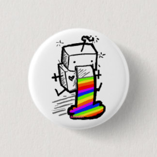 robot rainbow 3 cm round badge