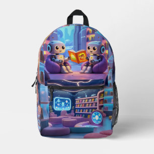 Robot Reading Club – Cute Futuristic Kids Backpack