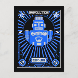 Robot Reolution Blue Postcard