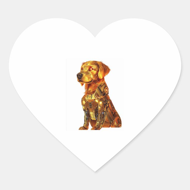 Robot Retriever – Futuristic Mecha Dog Heart Sticker (Front)