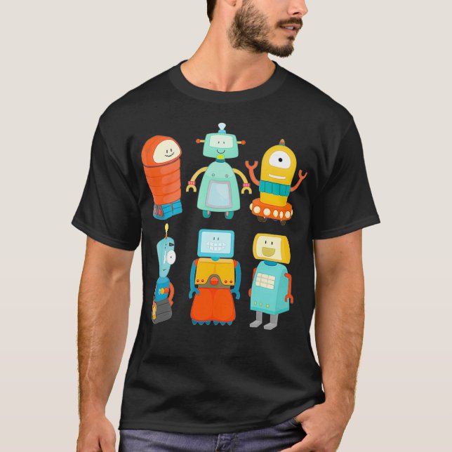 Robot Retro Fun  AI Robotics Geek Nerd Funny  T-Shirt (Front)