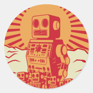 Robot Revolt Classic Round Sticker