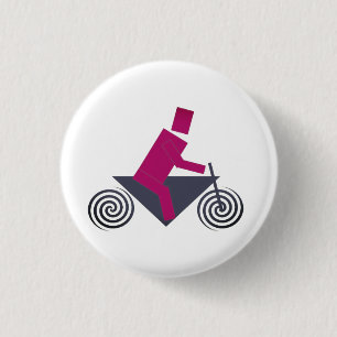 Robot, Riding, Bike 3 Cm Round Badge