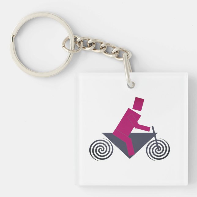 Robot, Riding, Bike Key Ring (Front)