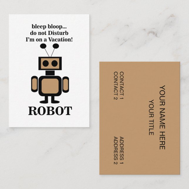 Robot Robotics Funny Business Card (Front/Back)