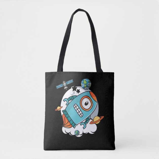 Robot Rocket Galaxy Astronaut Robots Tote Bag (Front)