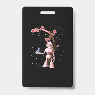 Robot Sakura Japanese Cherry Blossom Flower Gift ID Badge