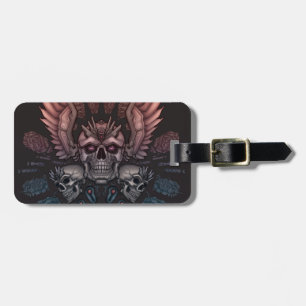 Robot Skull + Wings Luggage Tag