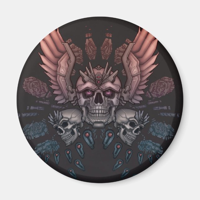 Robot Skull + Wings Magnet (Front)