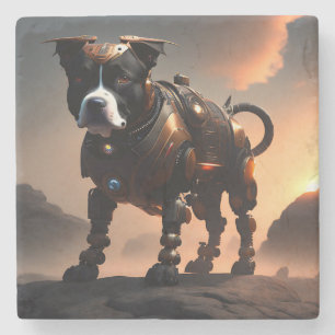 Robot Staffordshire Bull Terrier, Stone Coaster
