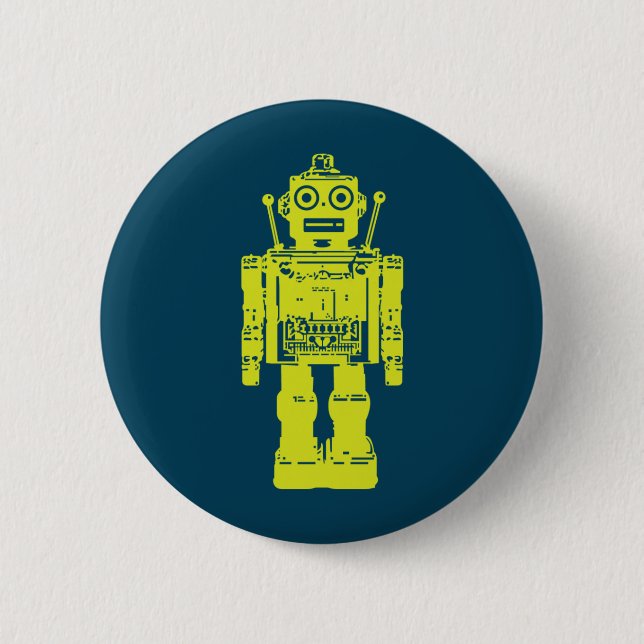 Robot Sticker 6 Cm Round Badge (Front)
