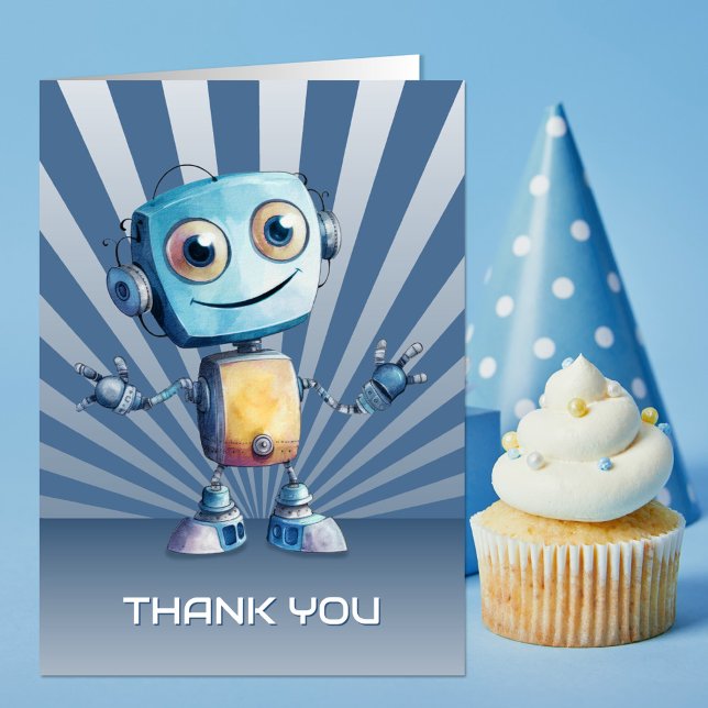 Robot Theme Birthday Thank You Card (Creator Uploaded)