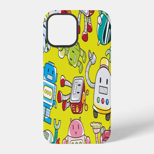Robot Theme: Colourful Seamless Pattern. iPhone Case (Back)