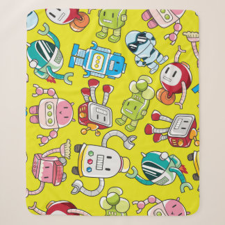 Robot Theme: Colourful Seamless Pattern. Sherpa Blanket