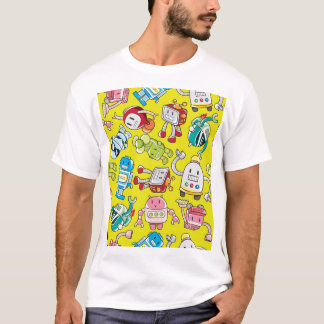 Robot Theme: Colourful Seamless Pattern. T-Shirt