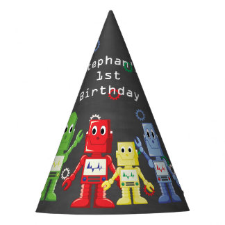 Robot themed birthday party hats