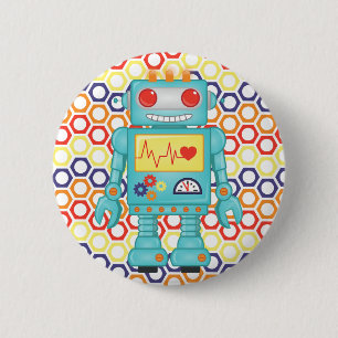 Robot Themed Party 6 Cm Round Badge