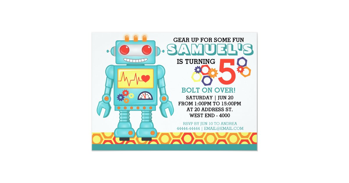 Robot Themed Party Invitation | Zazzle.com.au