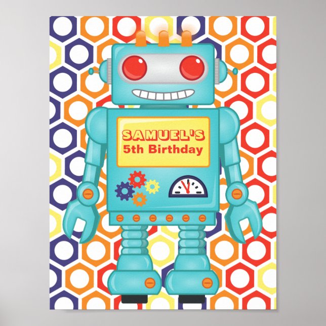 Robot Themed Party Poster (Front)