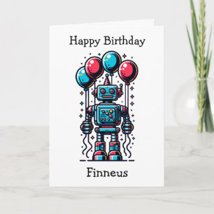 Robot Themed Personalised Birthday Card